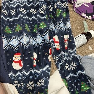 Hanes Blue and Green Pajama Bottoms Cozy Winter Style